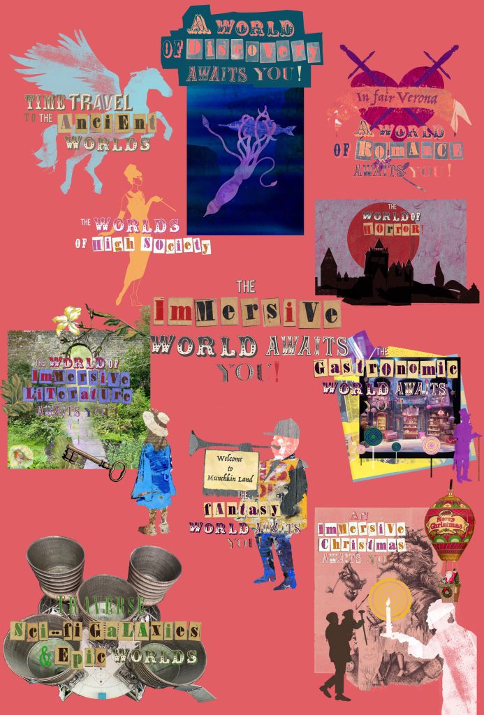 A graphic showing the different Immersive Worlds that The Events Mill offers.