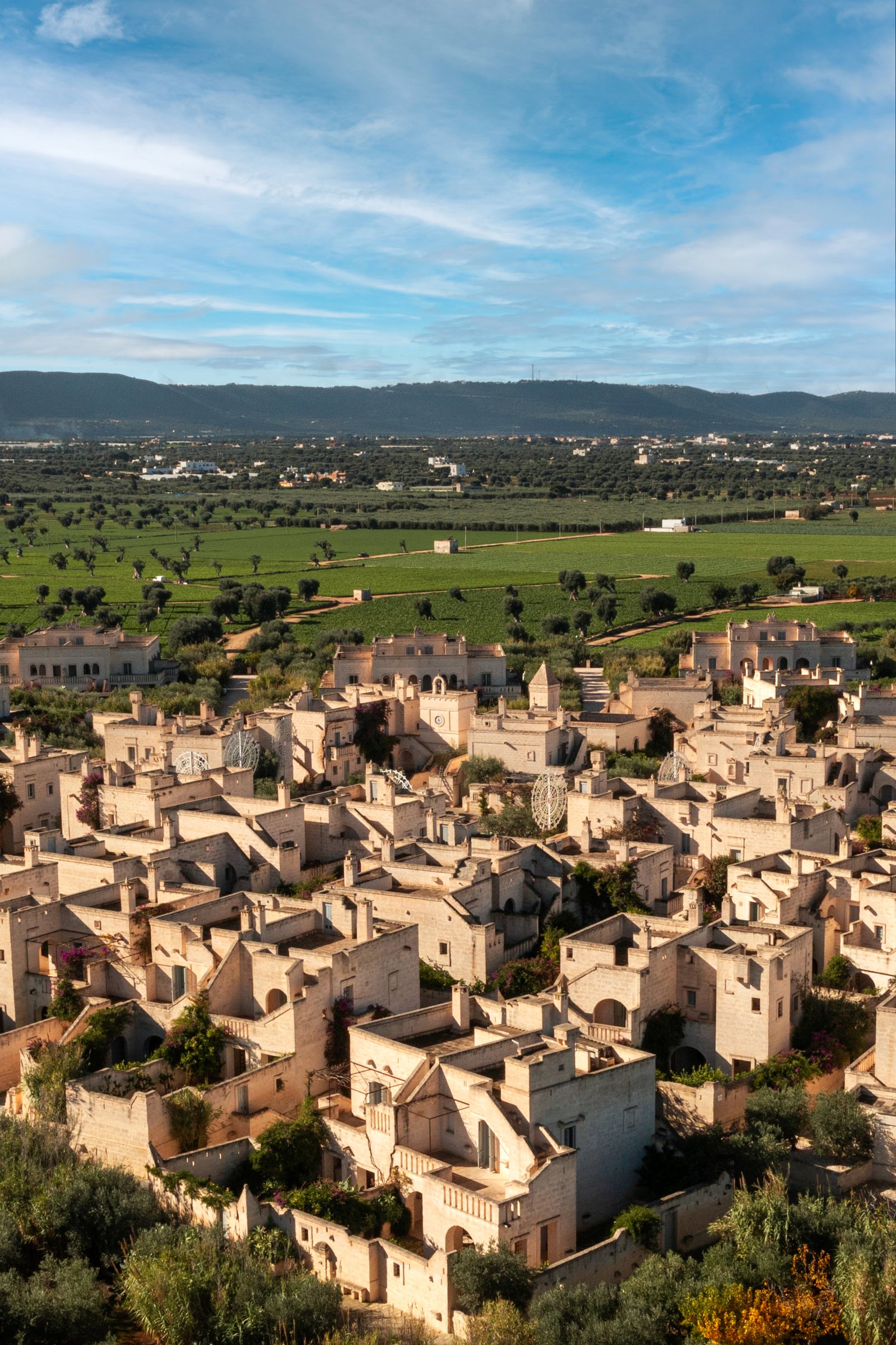 Il Borgo from above, the countryside beyond.