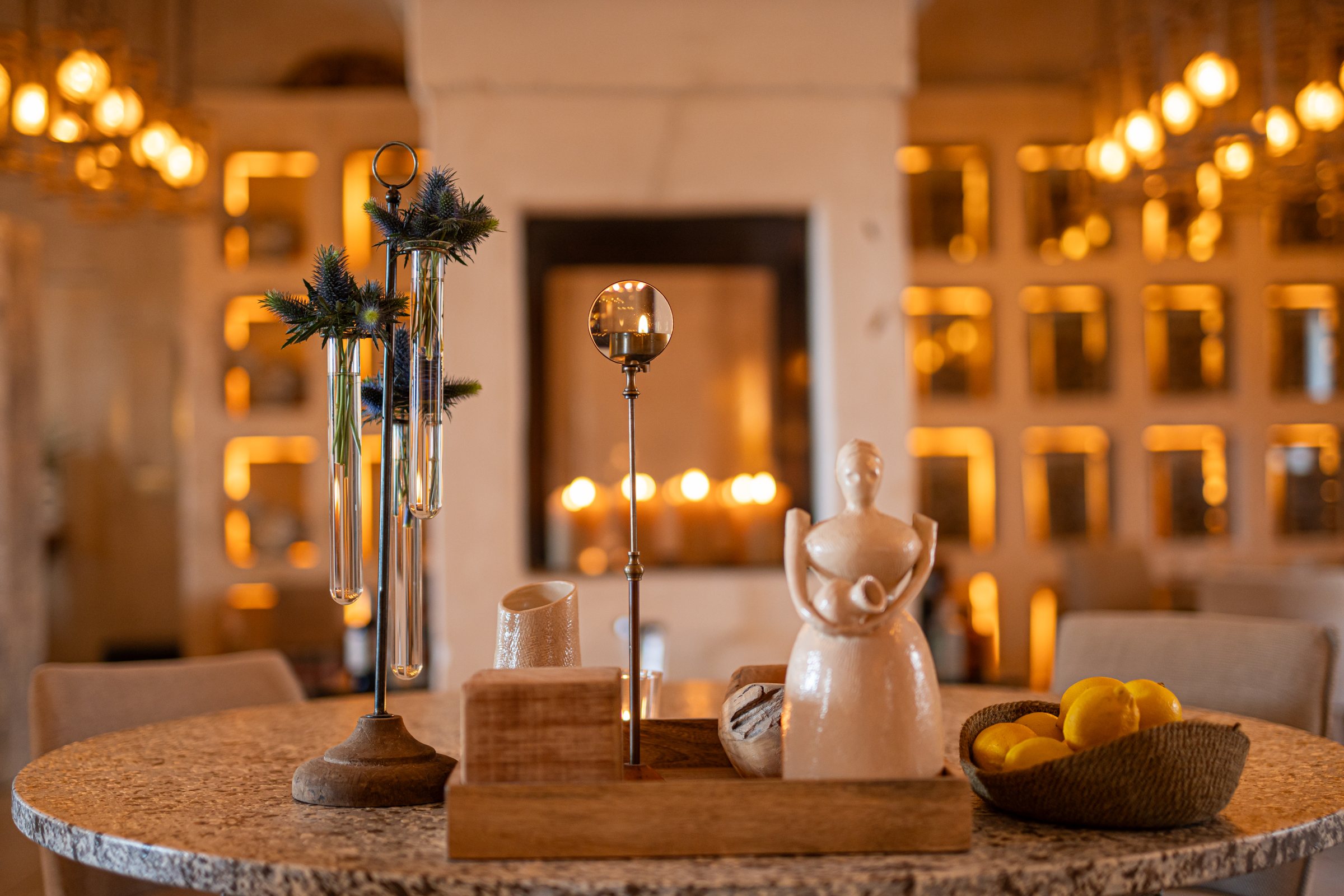 A table laid in candlelight at Due Camini.