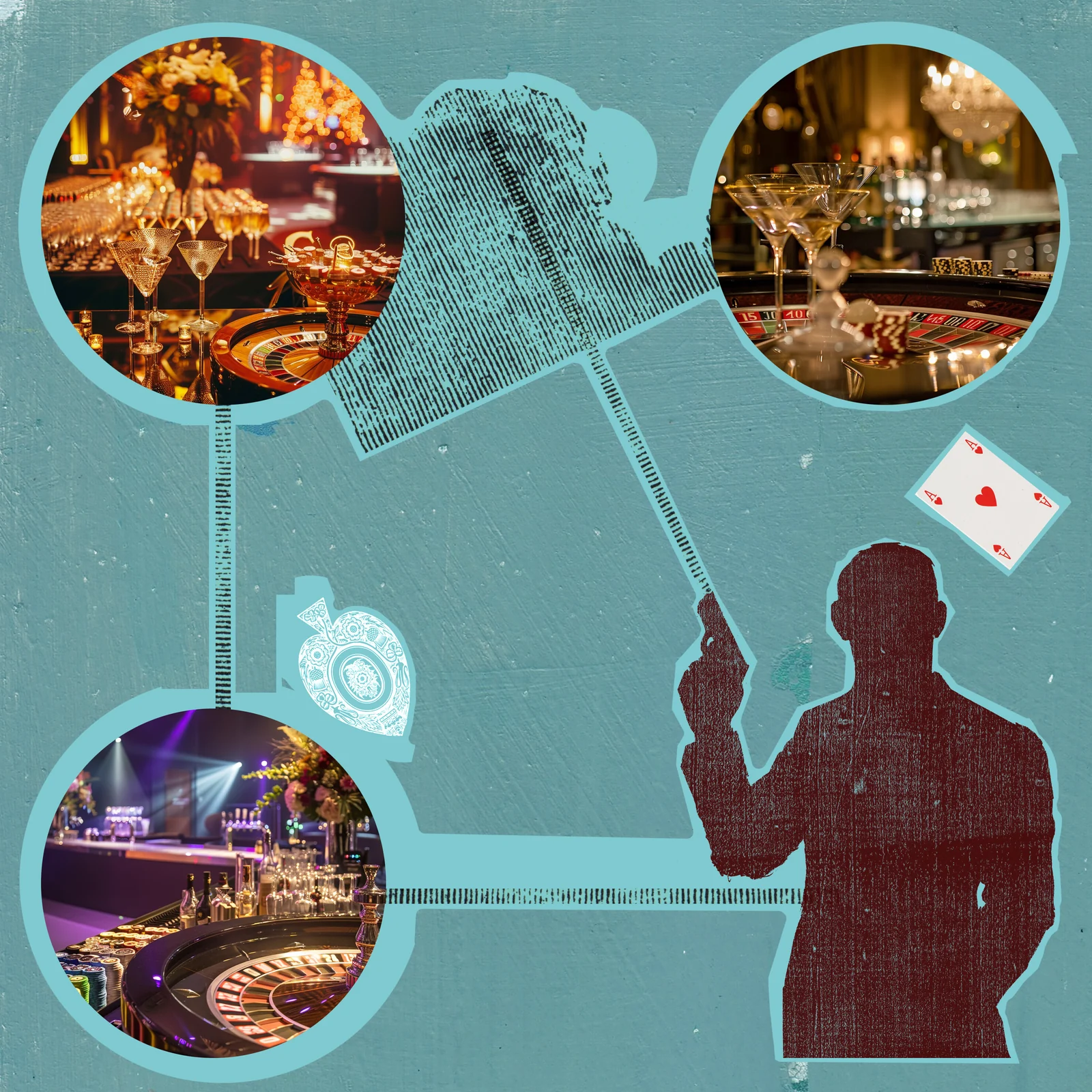 Dice and cards from an immersive Casino Royale event
